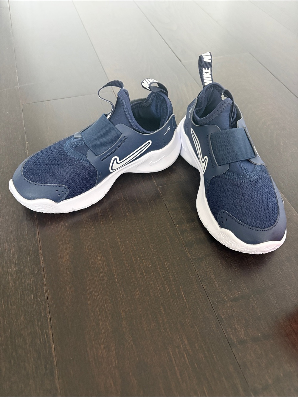Nike Kids Navy Blue and White Slip-On Sneakers